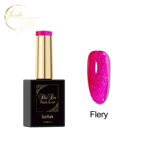 Shidonails knal roze cateye gellak met reflecterende glitters.