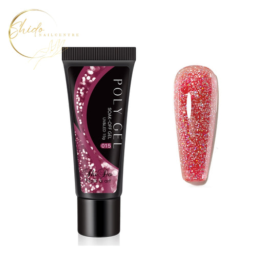 Polygel glitter roze